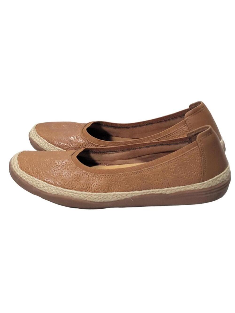 Clarks Originals Womens Elaina Rae Tan Camel Leather Ballet Flats Size 8.5 M - Picture 3 of 16
